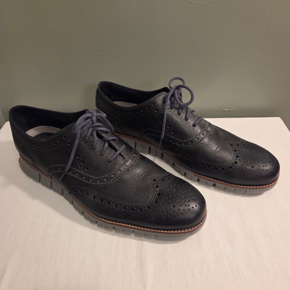 Cole Haan Men's Zero grand Wingtip‎ Oxford Shoes, Size 12, Black Gray